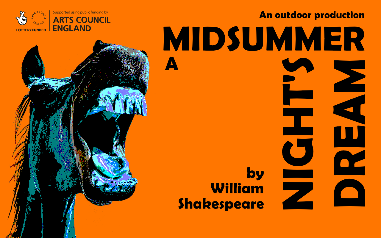 A Midsummer Night's Dream 2023 production poster with a braying donkey